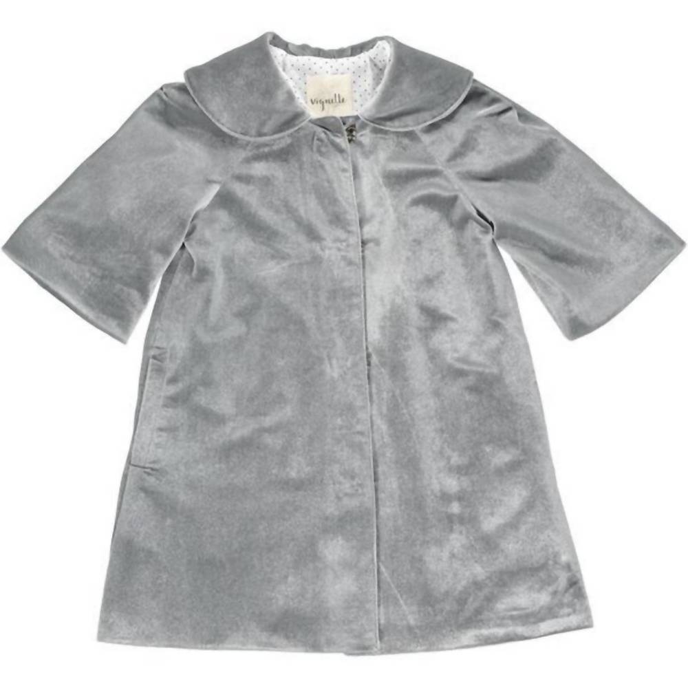 NEW VIGNETTE girl's jane velvet coat in silver grey